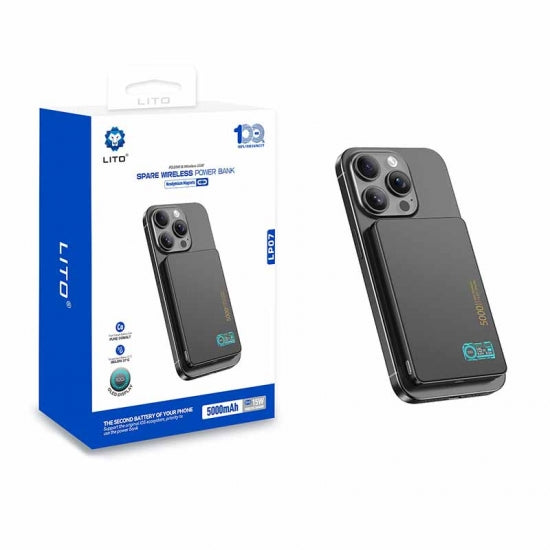 LITO LP07 Magnetic Power Bank 10000mAh – 15W Wireless Charging with OLED Display
