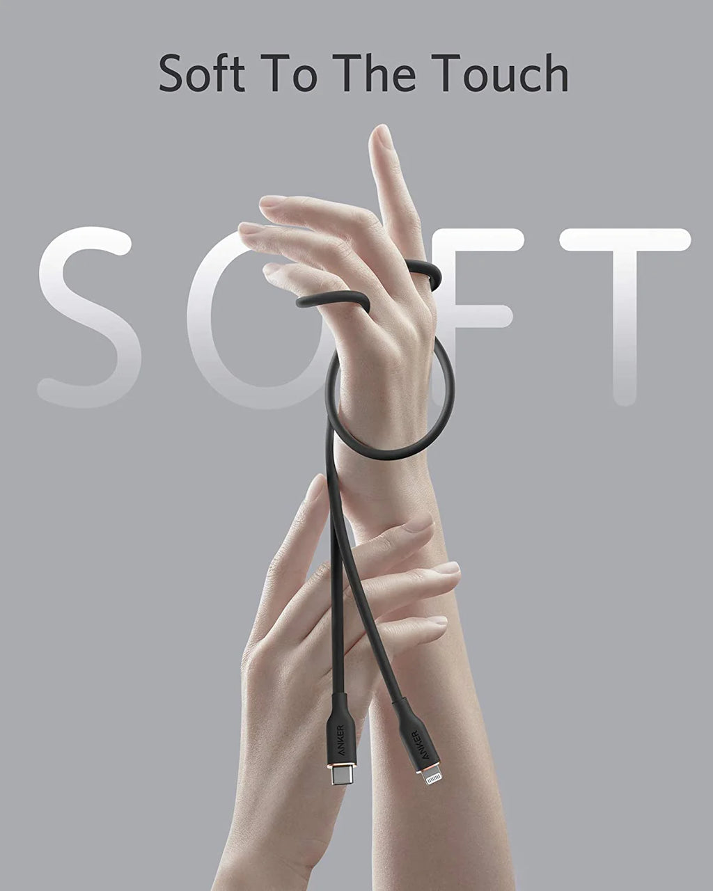 Anker 641 USB-C to Lightning Cable (Flow, 3 ft Silicone) | A8662011