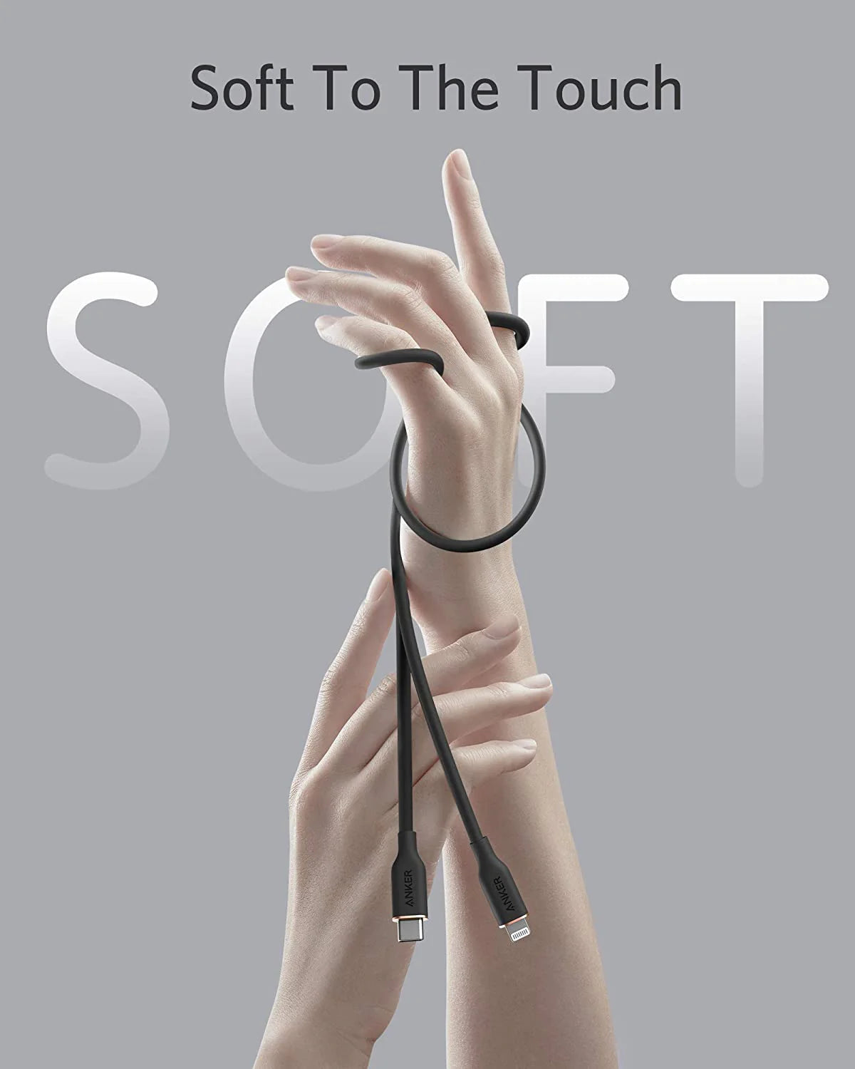 Anker 641 USB-C to Lightning Cable (Flow, 3 ft Silicone) | A8662011