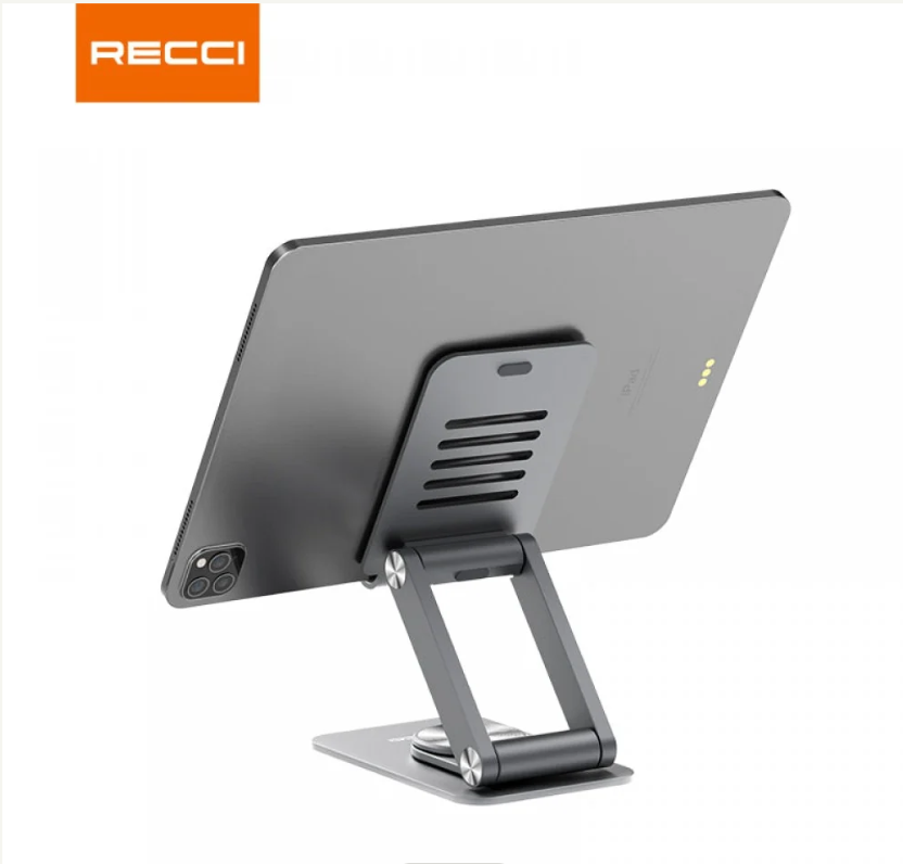 RECCI RHO-M15 Foldable Phone & Tablet Stand – 360° Rotating Aluminum
