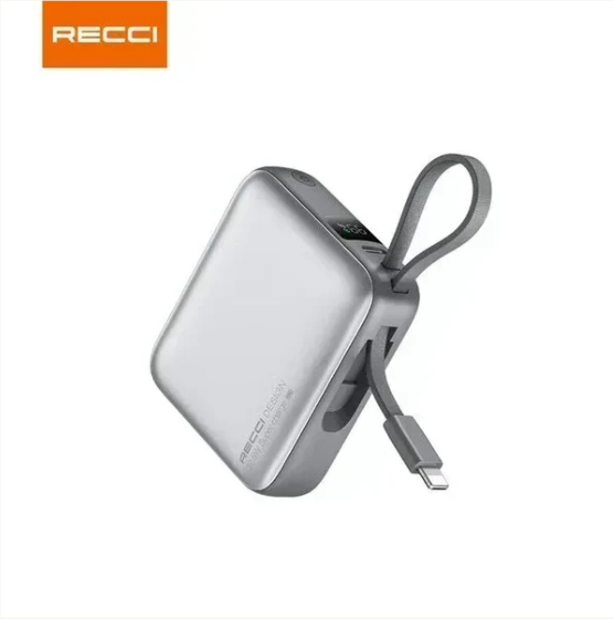 RECCI Energy Block Power Bank 10000mAh 22.5W with Built-in USB-C & Lightning Cables – RPB-P62