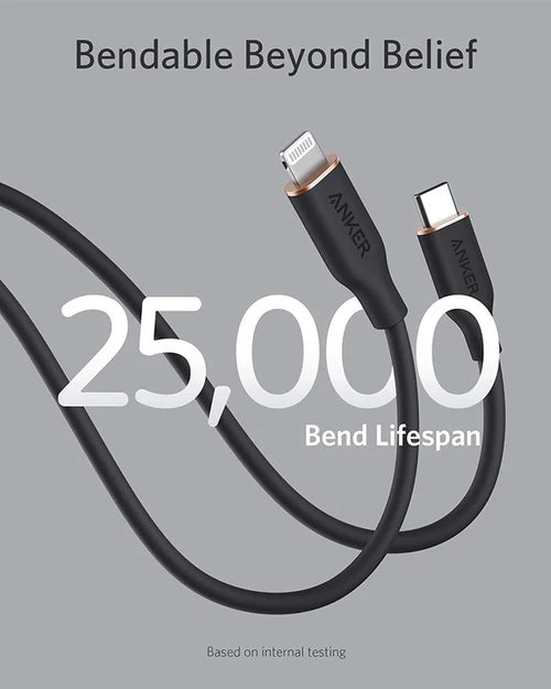 Anker 641 USB-C to Lightning Cable (Flow, 3 ft Silicone) A8662