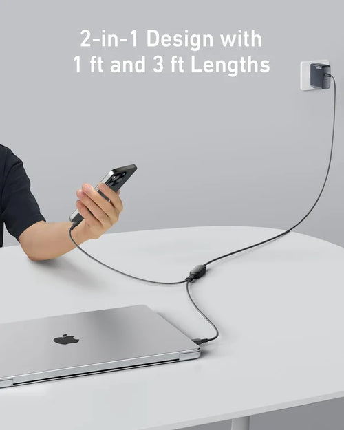 Anker 2-in-1 USB-C to USB-C Cable 140W, 4 ft Braided (A8895)