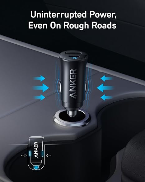 Anker 30W USB-C Car Charger, 2-Port Fast Charging with PowerIQ 3.0