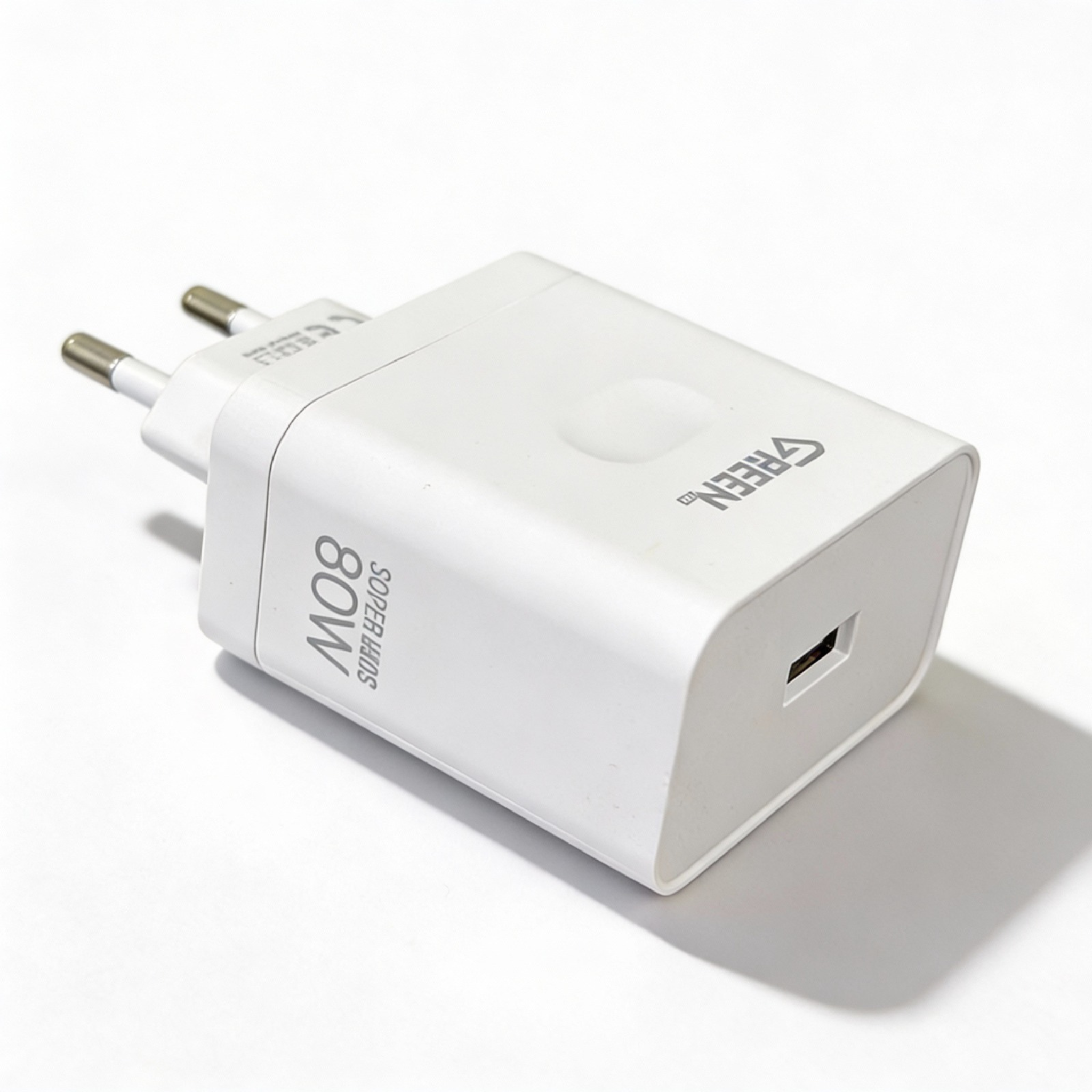 شاحن GREEN فائق السرعة بتقنية VOOC بقوة 80 واط مع كابل - أبيض