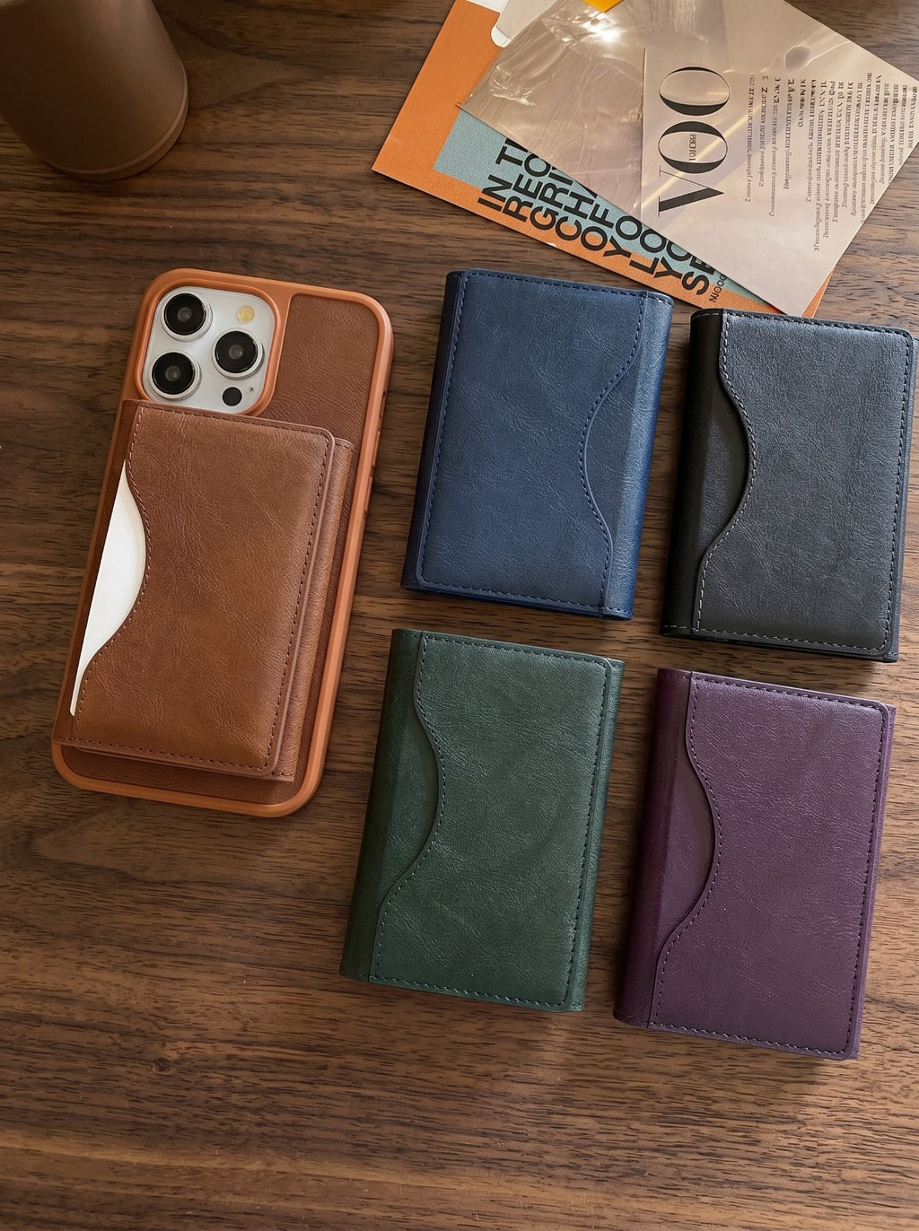 Triple Fold Leather MagSafe Wallet Card Holder