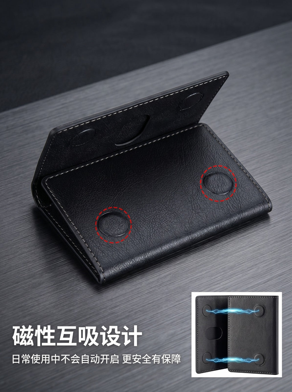 Triple Fold Leather MagSafe Wallet Card Holder