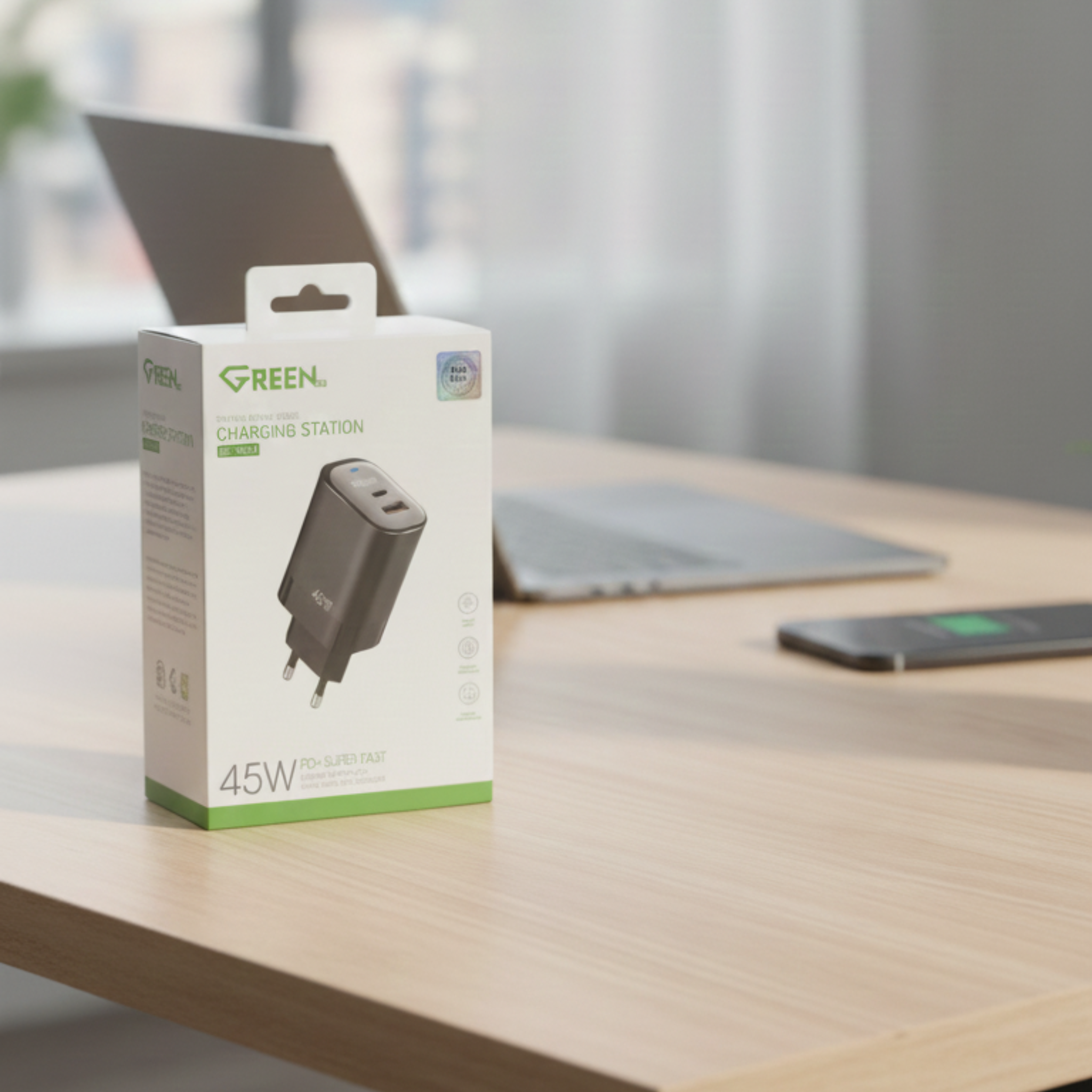 GREEN GE-N045 Dual super fast charger 45W Black | 1 year Warranty