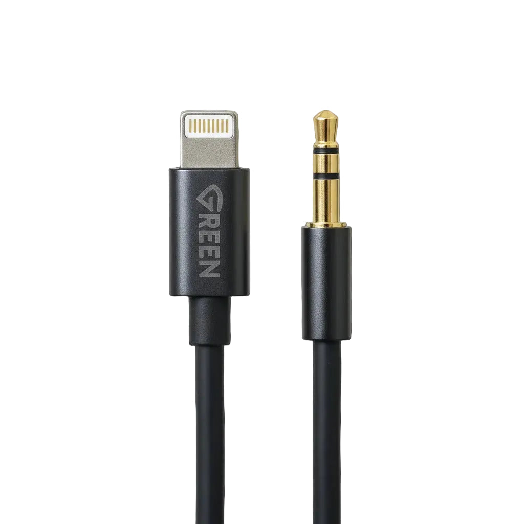 GREEN 3.5MM to Lightning Audio Cable Black | 1 year warranty